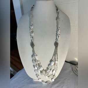 Long glass and seed bead statement necklace